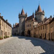 Medieval street leading to ancient castle